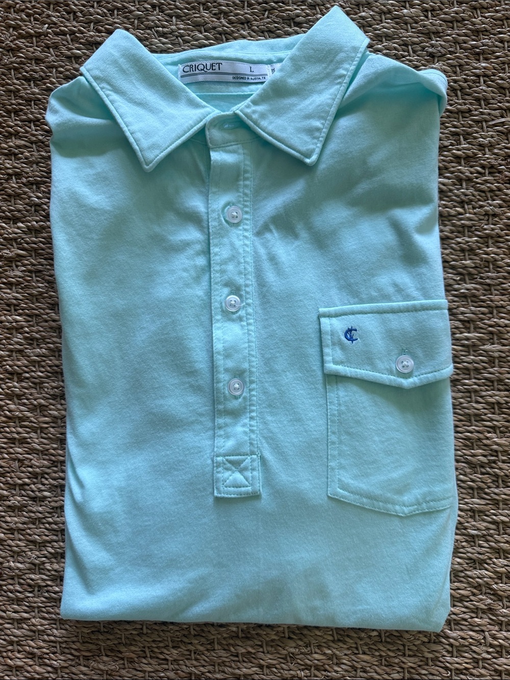 Criquet Men’s Mint Polo Sz Large new